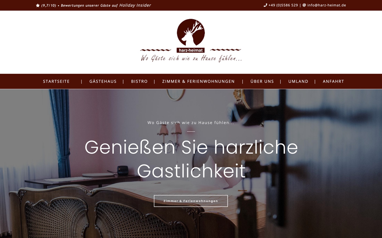 Startseite der Website HARZ-HEIMAT