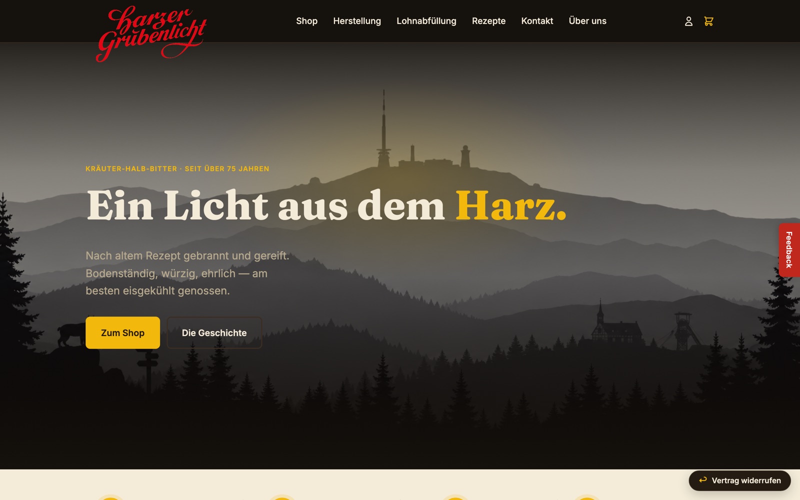 Startseite der Website Harzer Grubenlicht
