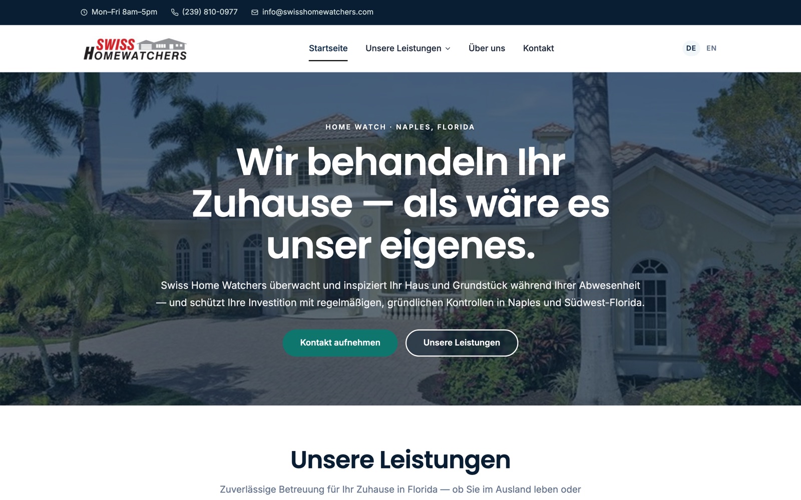 Startseite der Website Swiss Home Watchers