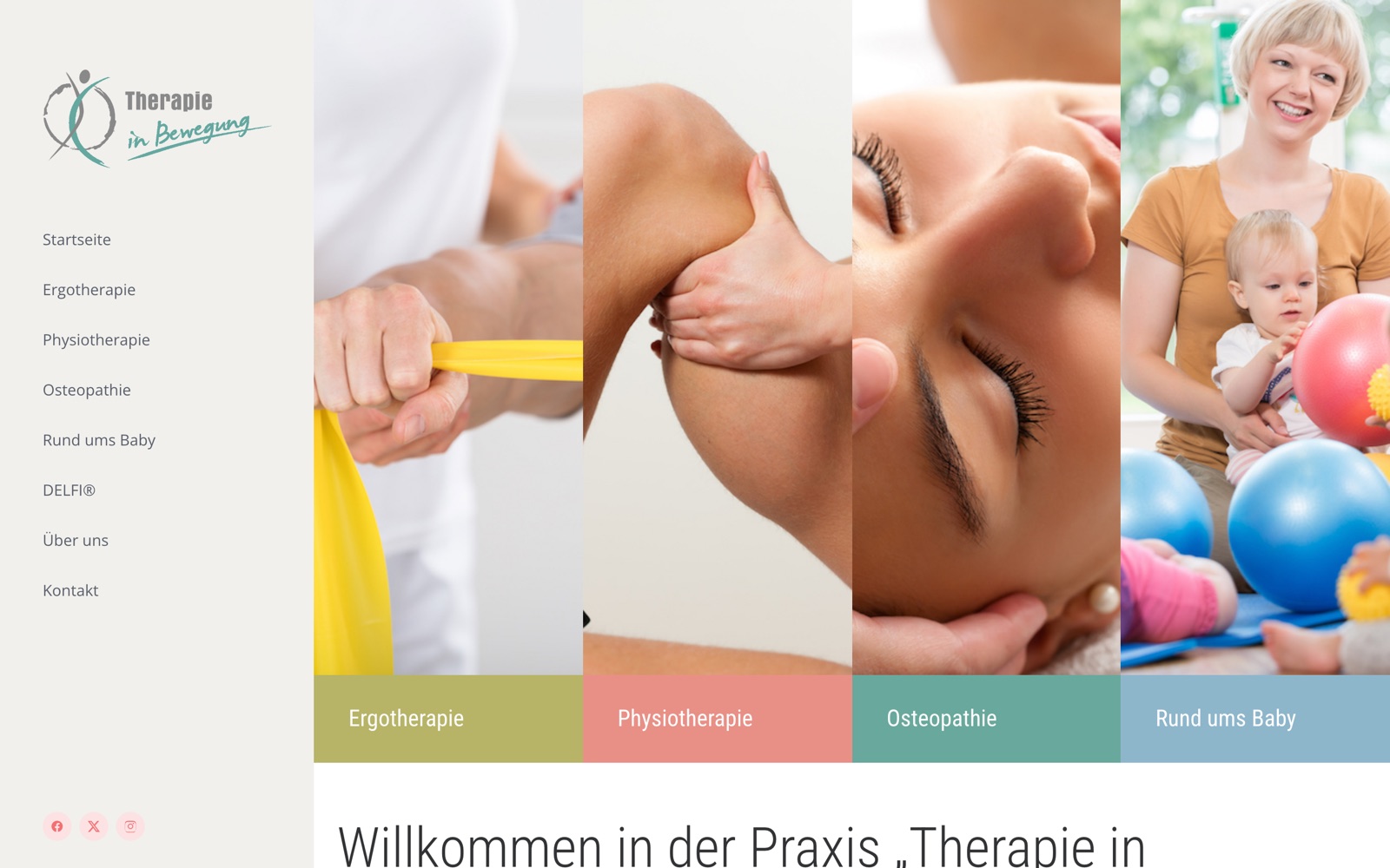 Startseite der Website Therapie in Bewegung