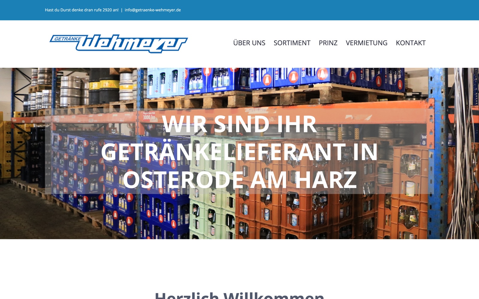 Startseite der Website Getränke Wehmeyer