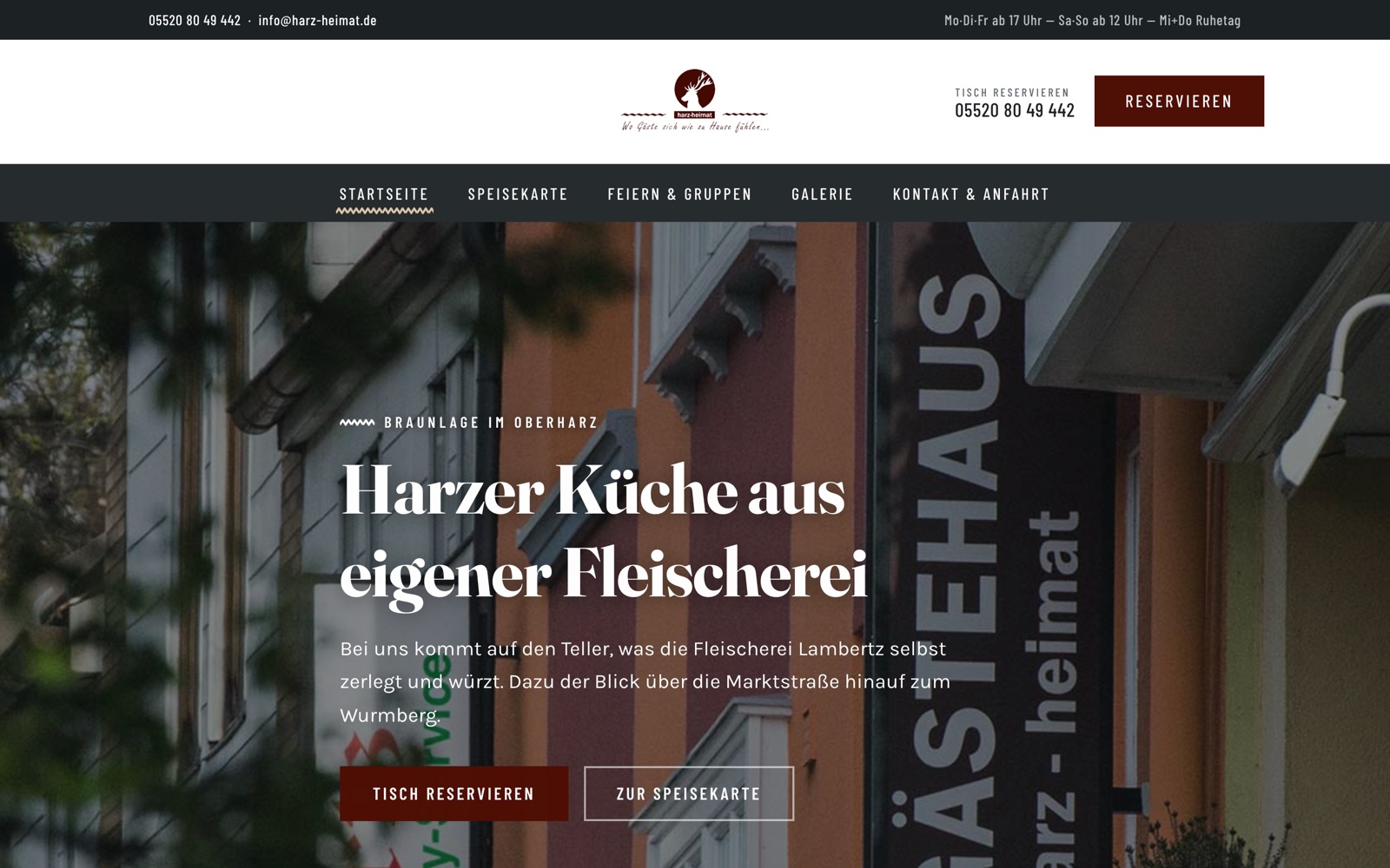 Startseite der Website HARZHEIMAT Braunlage