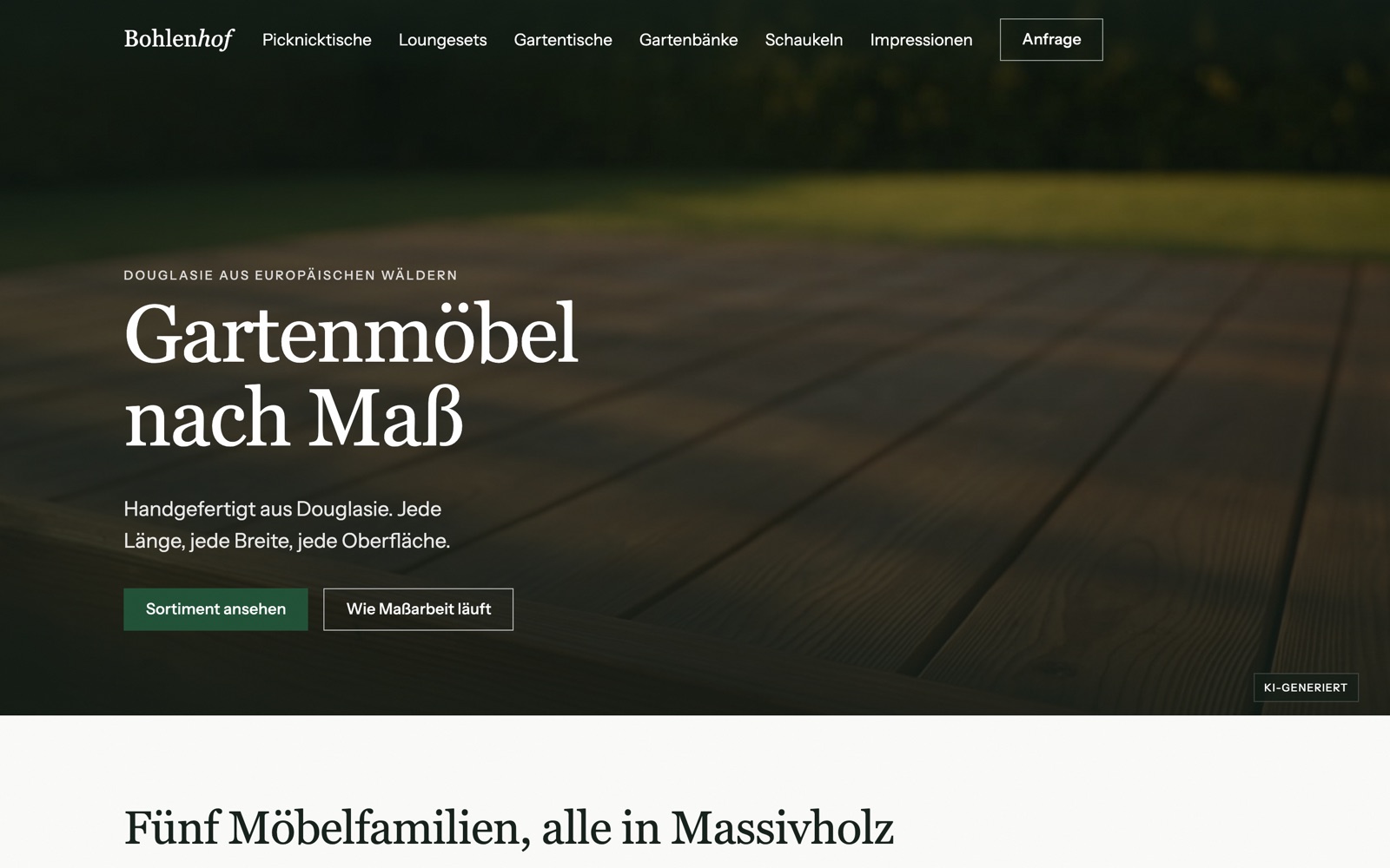Startseite der Website Bohlenhof